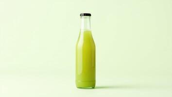 Bright Green Juice in a Transparent Bottle for a Fresh and Healthy Drink. photo