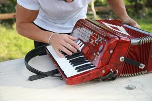 Hands Of A Player Preparing To Play Accordion photo