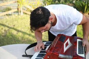 Hands Of A Player Preparing To Play Accordion photo
