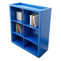 Modern Blue Cube Bookcase with Books - 3D Render png