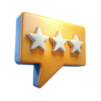 3D Render of Three Stars in a Speech Bubble png