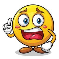 emoticon character with a surprised face and a finger up vector