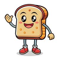 a cartoon slice of bread waving and smiling vector