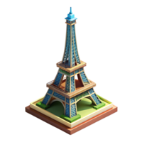 Isometric Low-Poly Eiffel Tower 3D Model Render png