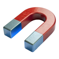 Powerful Red and Silver Horseshoe Magnet, 3D png