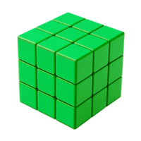 Solved Green Rubik's Cube 3D Render png