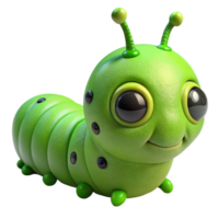 3D Render of a Green Caterpillar png