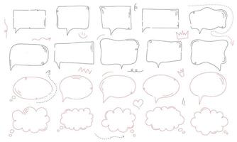set of different doodle speech bubbles for communication vector