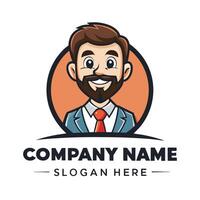 a man with a beard and tie logo design vector