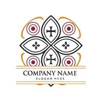 a logo design for a company with a flower in the center vector