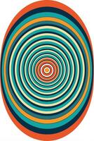 Oval Concentric Circles Retro Teal Orange Abstract Design Pattern vector