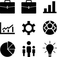 Business Icons Strategy, Teamwork, Growth, and Analysis vector