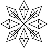 Geometric Snowflake Design Elegant Black Line Art Winter Pattern vector