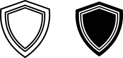 Double Shield Icons Black and White Graphic Design Elements vector