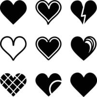 Nine Heart Icons Love, Broken, Design, Pattern, Symbols vector