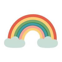 Pastel Rainbow Arcs Over Fluffy Clouds, Happy Sky vector