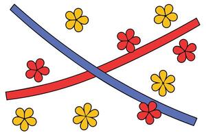 Abstract Colorful Flowers Crossing Lines Artistic Design Illustration vector