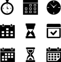 Time Management Icons Clocks, Calendars, Hourglasses, Scheduling vector