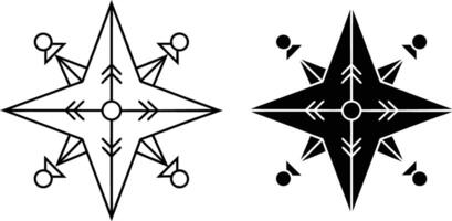 Geometric Starburst Symbols Outline and Filled Design Elements vector