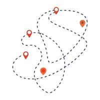 Route Planning GPS Navigation, Map Locations, Journey Path, Travel Route, Destination Markers, Trip vector
