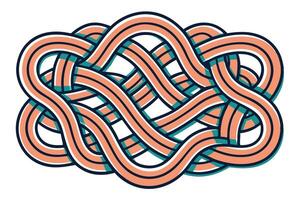 Abstract Intertwined Coral Teal Lines Wave Knot Design Pattern vector