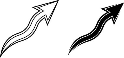 Double Line Curved Arrow Upward Graphic Design Elements vector
