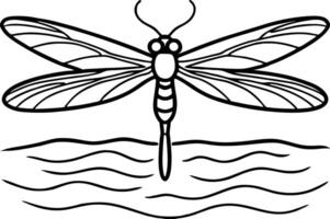 Dragonfly Line Art Water, Wings, Insect, Nature, Design vector