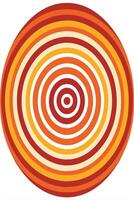 Abstract Oval Concentric Circles Retro Design Warm Color Palette vector