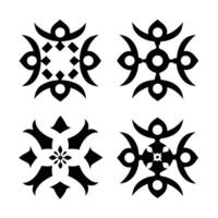 Tribal Geometric Designs Four Black Abstract Symmetrical Patterns vector