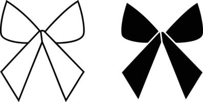 Simple Bow Icons Outline and Filled, Black and White Designs vector