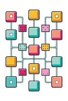 Colorful Interconnected Square Network System Design Flowchart vector