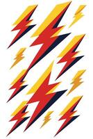 Red Yellow Lightning Bolts Graphic Design Abstract Art vector