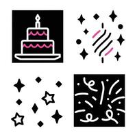 Celebration Icons Cake, Fireworks, Stars, Confetti, Party vector