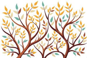 Stylized Autumn Trees Abstract Fall Foliage Branch Design vector