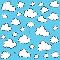 Cartoon White Clouds, Blue Sky, Summer, Nature, Weather, Drawing, Illustration, Design, Background vector