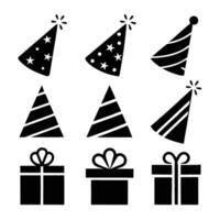 Party Hats, Gifts, Celebration Icons Festive Birthday Graphics vector