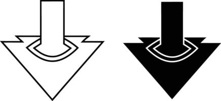 Abstract Downward Arrow Geometric Design, Black and White Icons vector