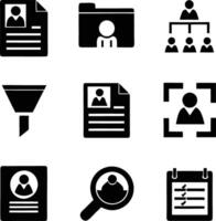 Recruitment Process Icons Filtering, Profiles, Team Structure, and Candidate Selection vector