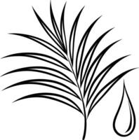 Palm Leaf Branch, Single Drop, Oil, Nature, Design, Simple, Black, White, Illustration, Graphic vector