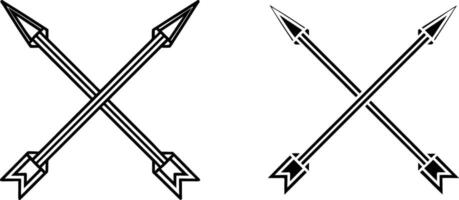 Crossed Arrows Geometric Design, Black, White, Line Art, Symbol, Tribal, Hunting, Weapon, Sharp, Anc vector