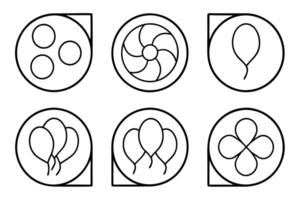 Circular Icons Balloons, Fan, Dots, Clover, Party Design Elements vector