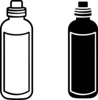 Two Bottles Outline and Filled, Cap, Container, Liquid, Design, Graphics, Black, White, Simple, Vect vector