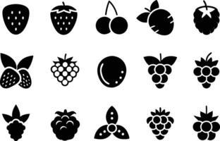 Collection of Berries Icons Strawberry, Raspberry, Blackberry, Cherry vector