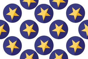 Repeating Pattern of Yellow Stars in Blue Circles, White Background vector