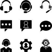 Customer Support Icons Headset, Chat, Message, Service, Settings vector