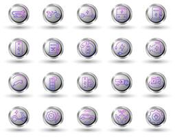 Set of electric vehicle gradient line icons, with button background and white background, to visually enhance your reports, presentations, websites and apps. vector