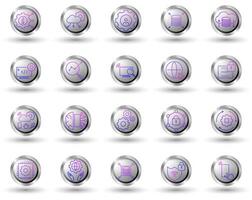 Set of technology information gradient line icons, with button background and white background, to visually enhance your reports, presentations, websites and apps. vector