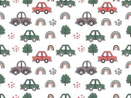 seamless pattern with cars in flat style. Ideal for wrapping paper, textiles. illustration. vector