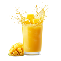Glass Filling with Mango Juice, Splashing and Fresh Mango png