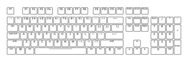 Computer keyboard button layout template with letters for graphic use. Modern computer keyboard, illustration, vector